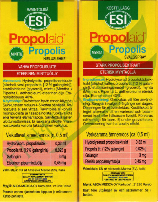 nielusuihke Propolaid etiketti Finherb