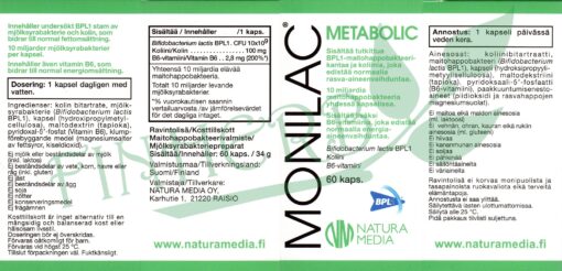 Monilac Metabolic etiketti Finherb