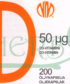 D3-vitamiini 50 µg etiketti
