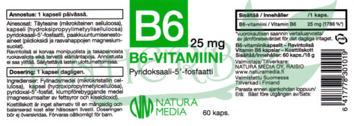 B-6 vitamiini pyridoksaali etiketti Finherb