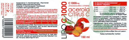 Lipo C Acerola Citrus etiketti Finherb