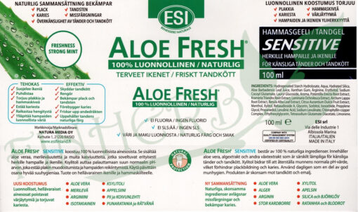 Aloe Frehs Sensitive etiketti Finherb ESI